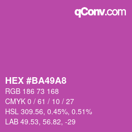 カラーコード: HEX #BA49A8 | qconv.com