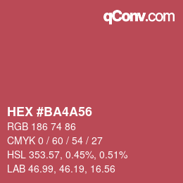 颜色代码: HEX #BA4A56 | qconv.com