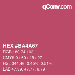 颜色代码: HEX #BA4A67 | qconv.com