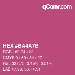 Color code: HEX #BA4A7B | qconv.com