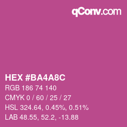 Farbcode: HEX #BA4A8C | qconv.com
