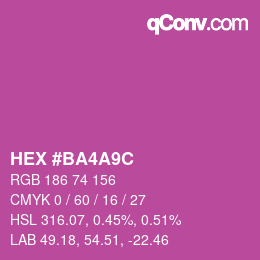 カラーコード: HEX #BA4A9C | qconv.com