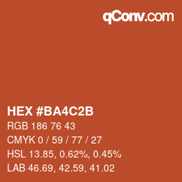 カラーコード: HEX #BA4C2B | qconv.com