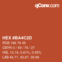 カラーコード: HEX #BA4C2D | qconv.com
