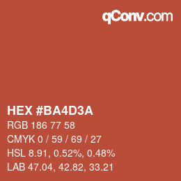 カラーコード: HEX #BA4D3A | qconv.com