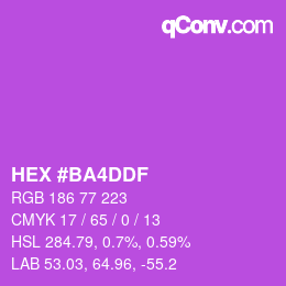 カラーコード: HEX #BA4DDF | qconv.com