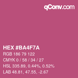 カラーコード: HEX #BA4F7A | qconv.com