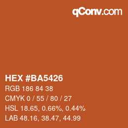 カラーコード: HEX #BA5426 | qconv.com