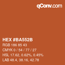 Code couleur: HEX #BA552B | qconv.com