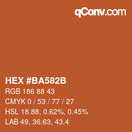 Color code: HEX #BA582B | qconv.com