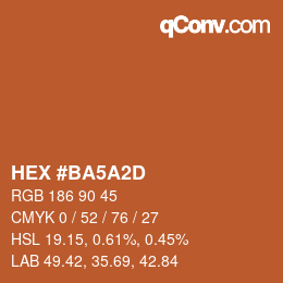 Color code: HEX #BA5A2D | qconv.com