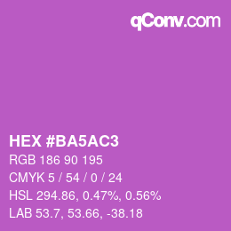 カラーコード: HEX #BA5AC3 | qconv.com