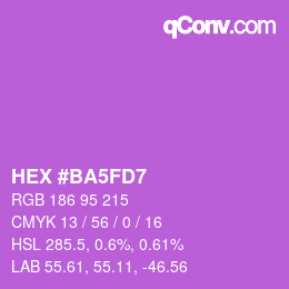 カラーコード: HEX #BA5FD7 | qconv.com