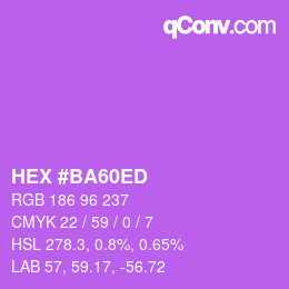 カラーコード: HEX #BA60ED | qconv.com