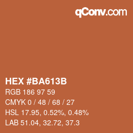 颜色代码: HEX #BA613B | qconv.com