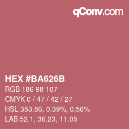 Color code: HEX #BA626B | qconv.com