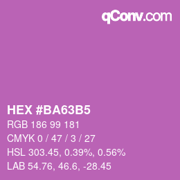 颜色代码: HEX #BA63B5 | qconv.com
