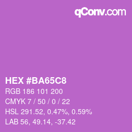 颜色代码: HEX #BA65C8 | qconv.com