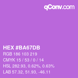 颜色代码: HEX #BA67DB | qconv.com