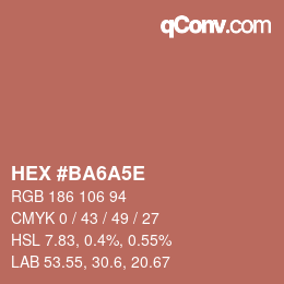 Color code: HEX #BA6A5E | qconv.com