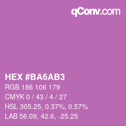 カラーコード: HEX #BA6AB3 | qconv.com