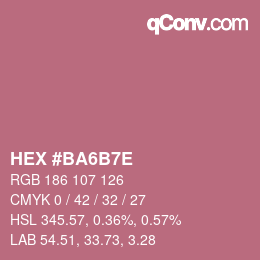カラーコード: HEX #BA6B7E | qconv.com
