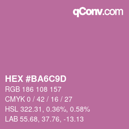 カラーコード: HEX #BA6C9D | qconv.com