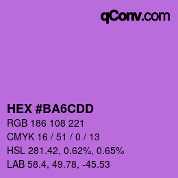カラーコード: HEX #BA6CDD | qconv.com