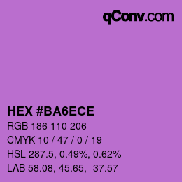カラーコード: HEX #BA6ECE | qconv.com
