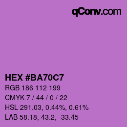 Color code: HEX #BA70C7 | qconv.com