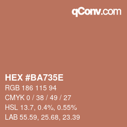カラーコード: HEX #BA735E | qconv.com