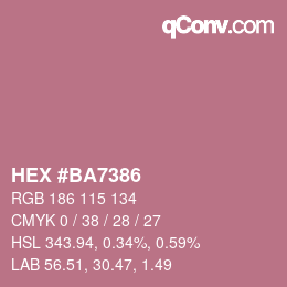 颜色代码: HEX #BA7386 | qconv.com