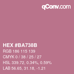 颜色代码: HEX #BA738B | qconv.com