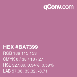 Code couleur: HEX #BA7399 | qconv.com