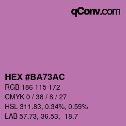 颜色代码: HEX #BA73AC | qconv.com