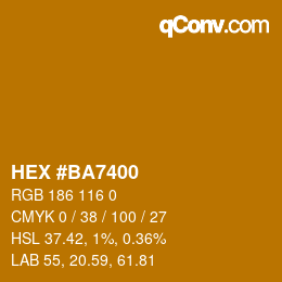 颜色代码: HEX #BA7400 | qconv.com