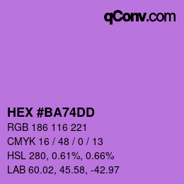 カラーコード: HEX #BA74DD | qconv.com
