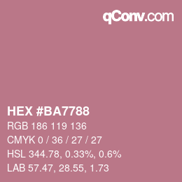 颜色代码: HEX #BA7788 | qconv.com