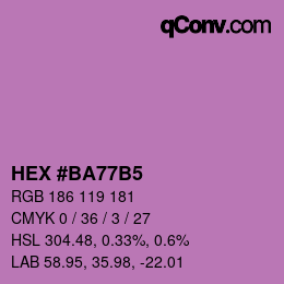 カラーコード: HEX #BA77B5 | qconv.com