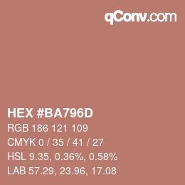 颜色代码: HEX #BA796D | qconv.com