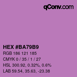 カラーコード: HEX #BA79B9 | qconv.com