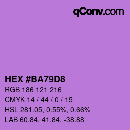 カラーコード: HEX #BA79D8 | qconv.com