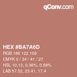 カラーコード: HEX #BA7A6D | qconv.com