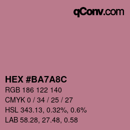 Color code: HEX #BA7A8C | qconv.com