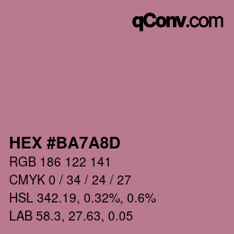Color code: HEX #BA7A8D | qconv.com