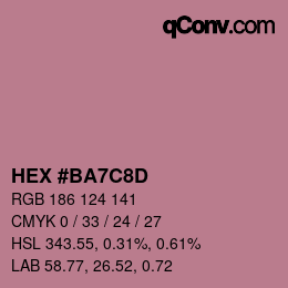 Color code: HEX #BA7C8D | qconv.com