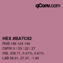 カラーコード: HEX #BA7C92 | qconv.com