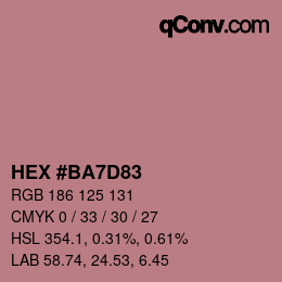 Código de color: HEX #BA7D83 | qconv.com