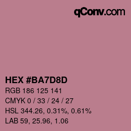 Color code: HEX #BA7D8D | qconv.com