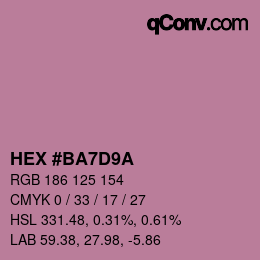 Code couleur: HEX #BA7D9A | qconv.com